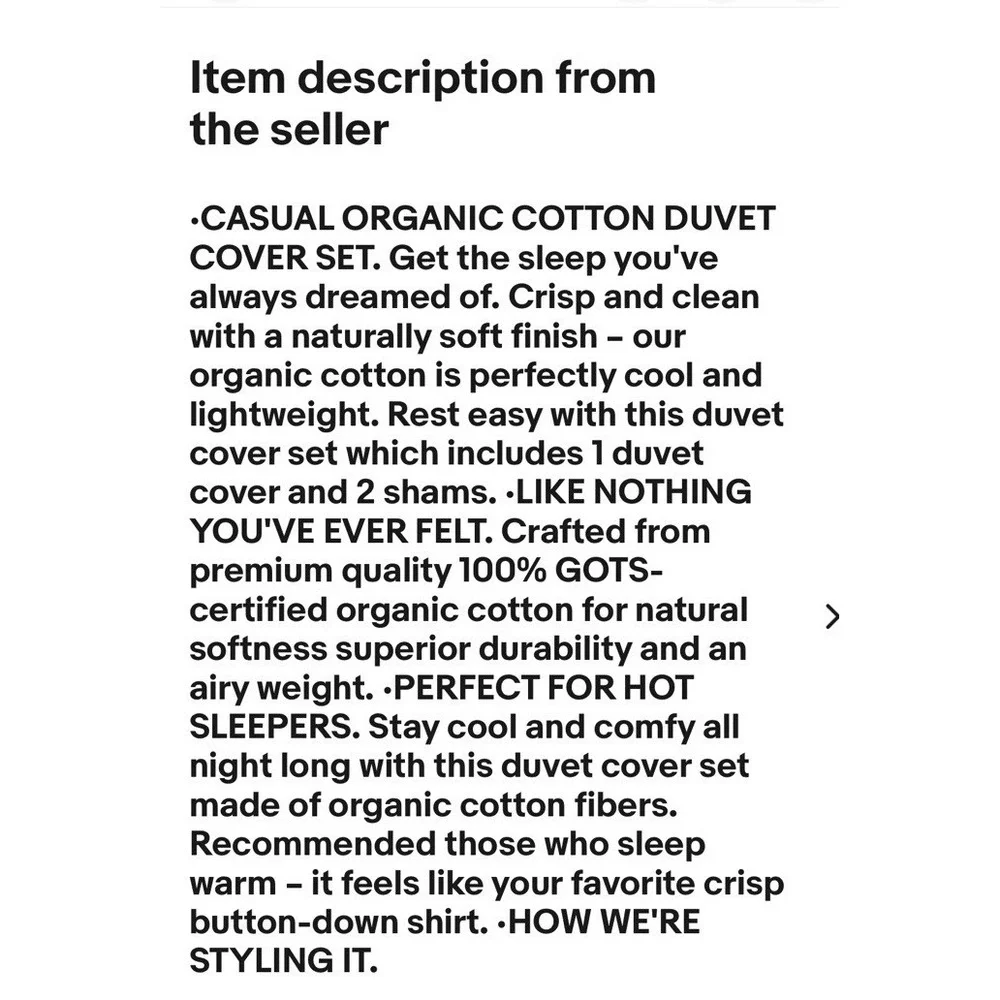 Casual Organic Cotton Full Queen  Duvet Cover & Sham Set - Parachute WHITE